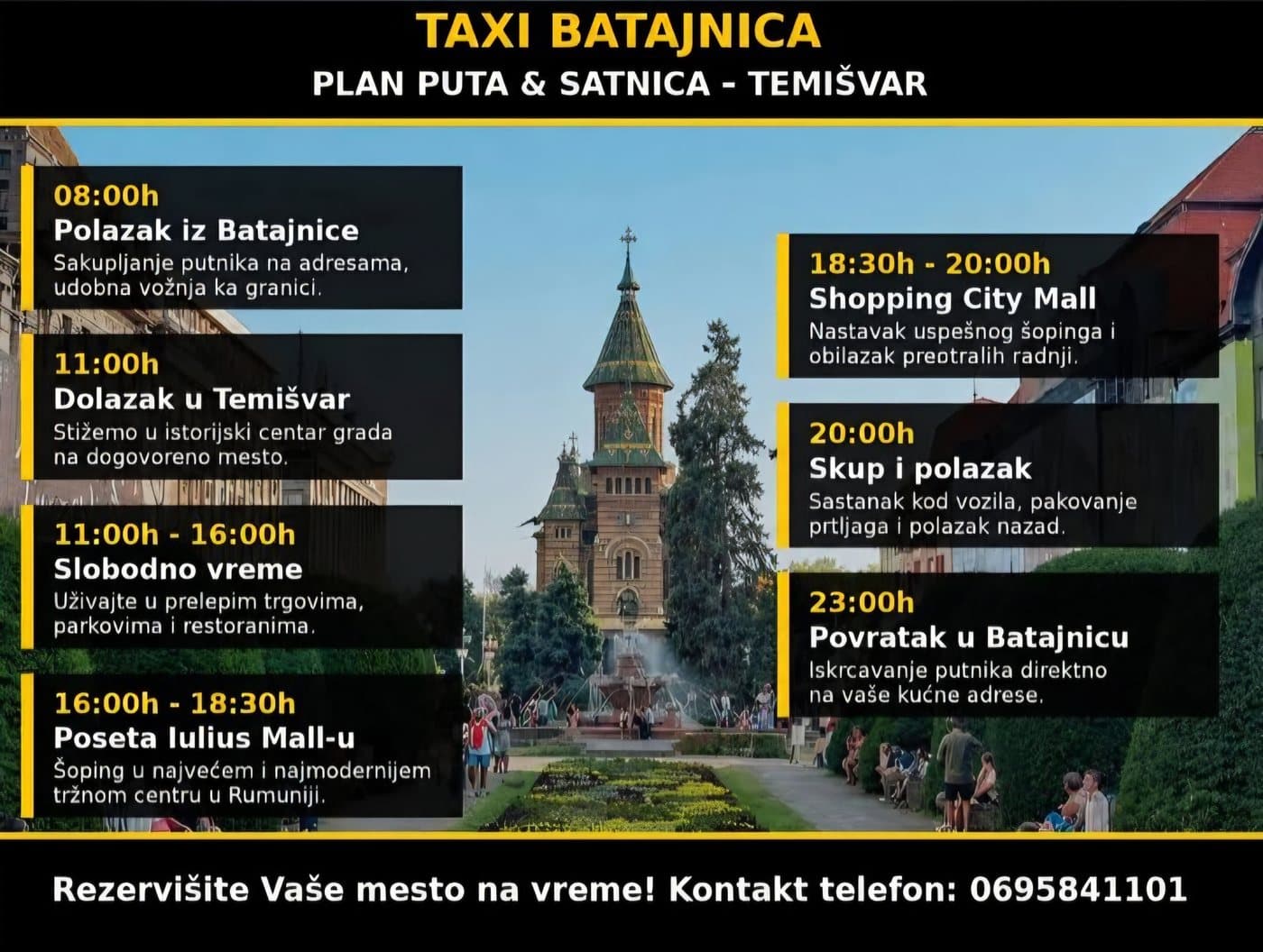 Plan puta i satnica — šoping tura Temišvar